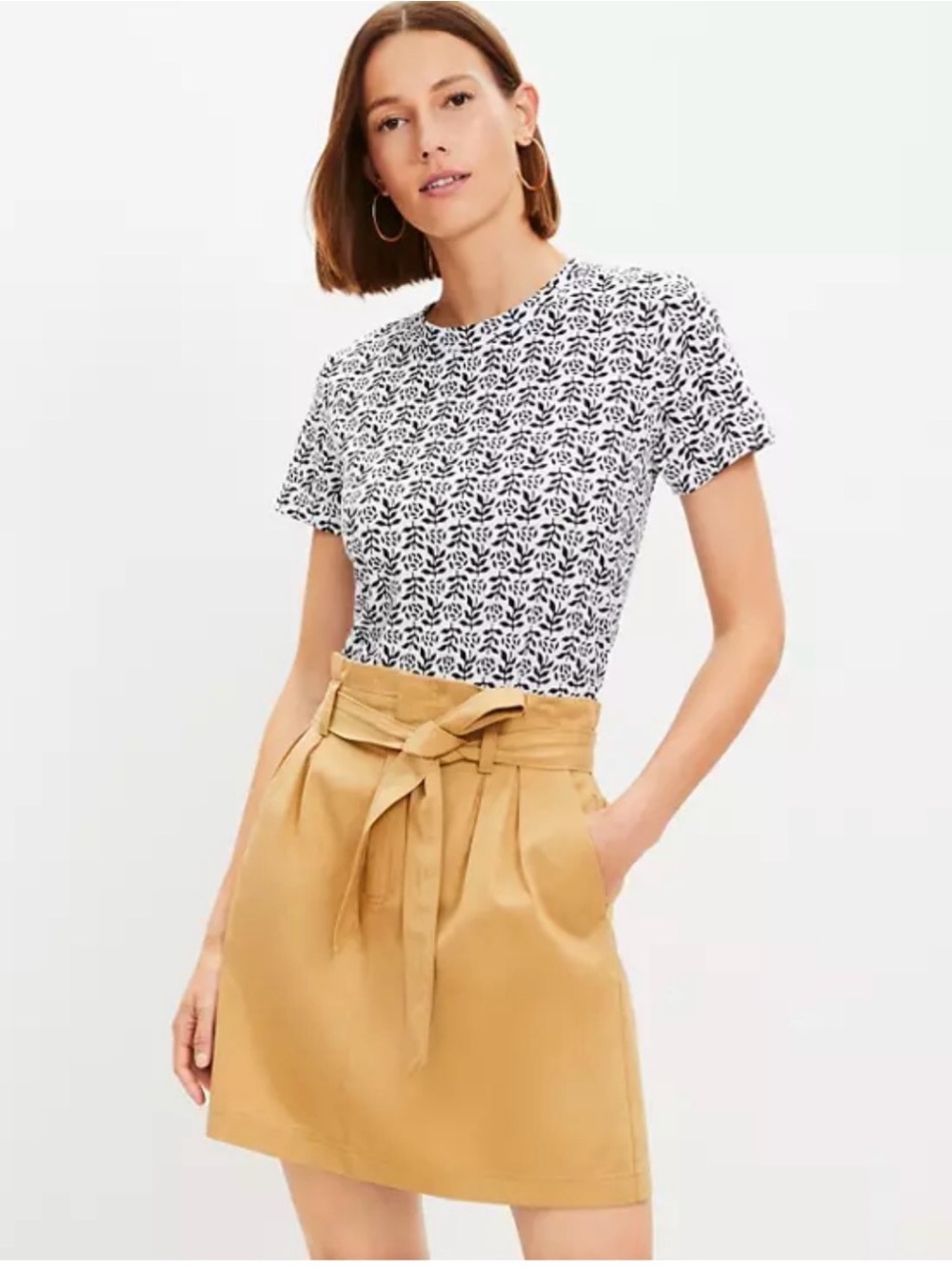 Loft Paperbag Tie Waist Pocket Skirt